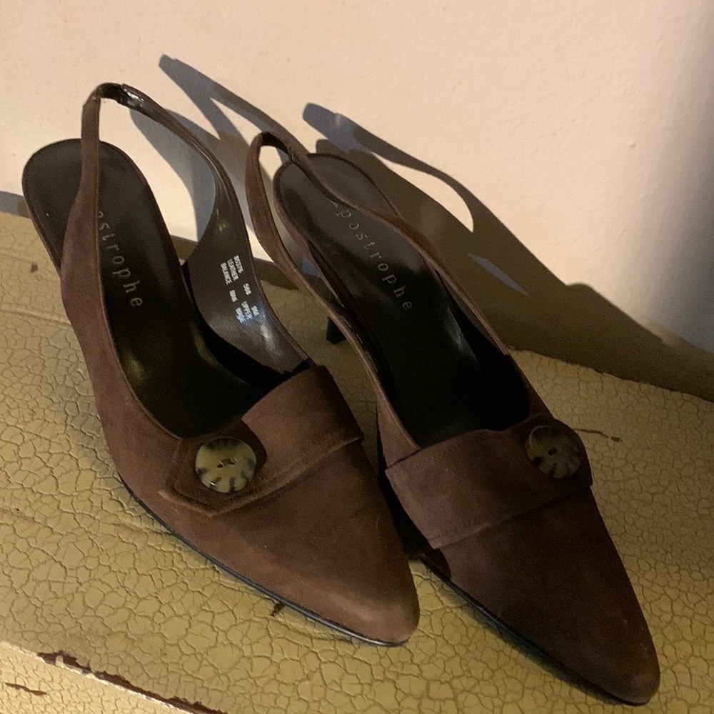 Brown Suede Slingback Kitten Heels 9M
